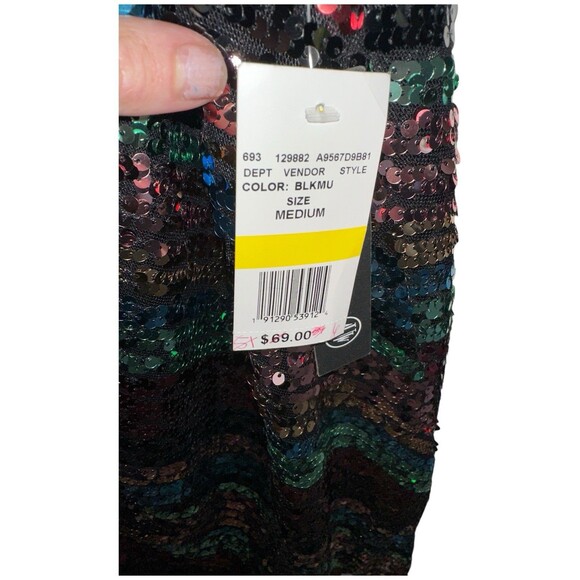 Sequin Mini Dress Medium ALine Bodycon Cocktail Club Party Holiday Lined Sparkle - Picture 7 of 16